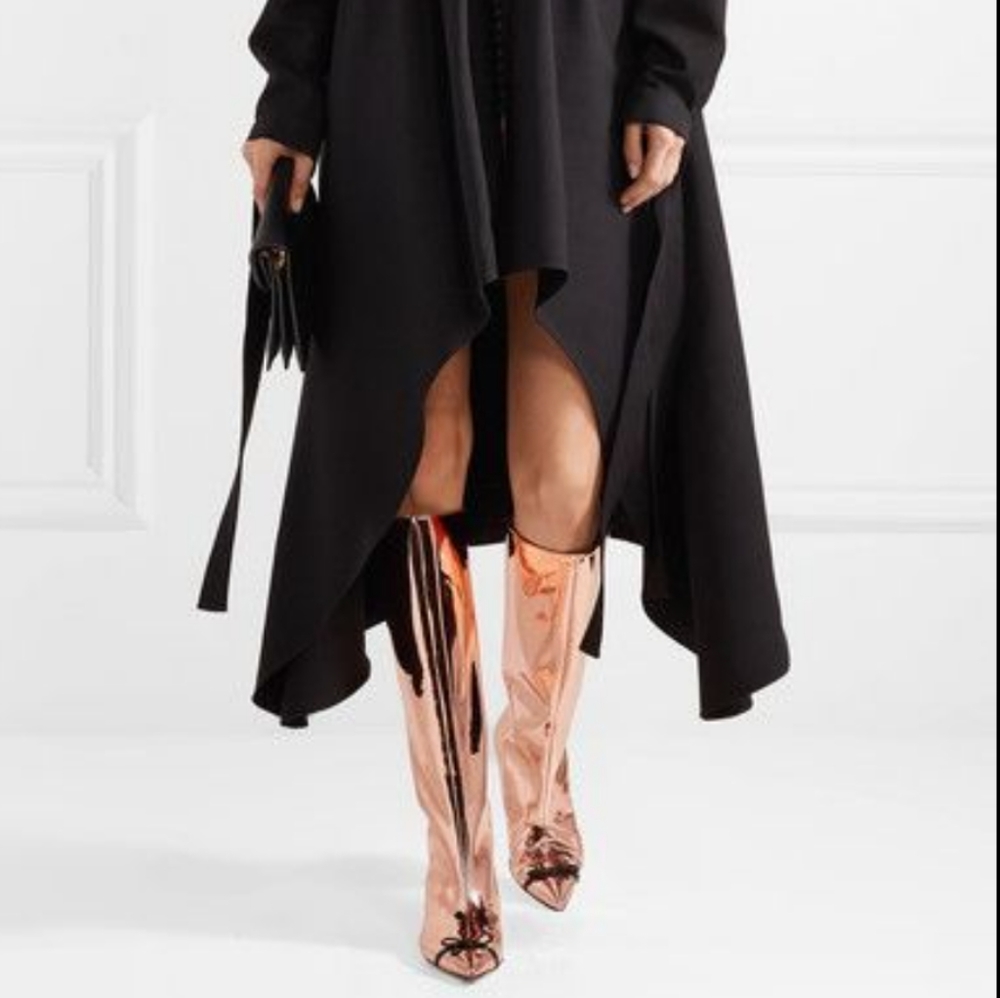 --SOLD-- MARCO DE VINCENZO Rose Gold Mirror Knee-High Boots